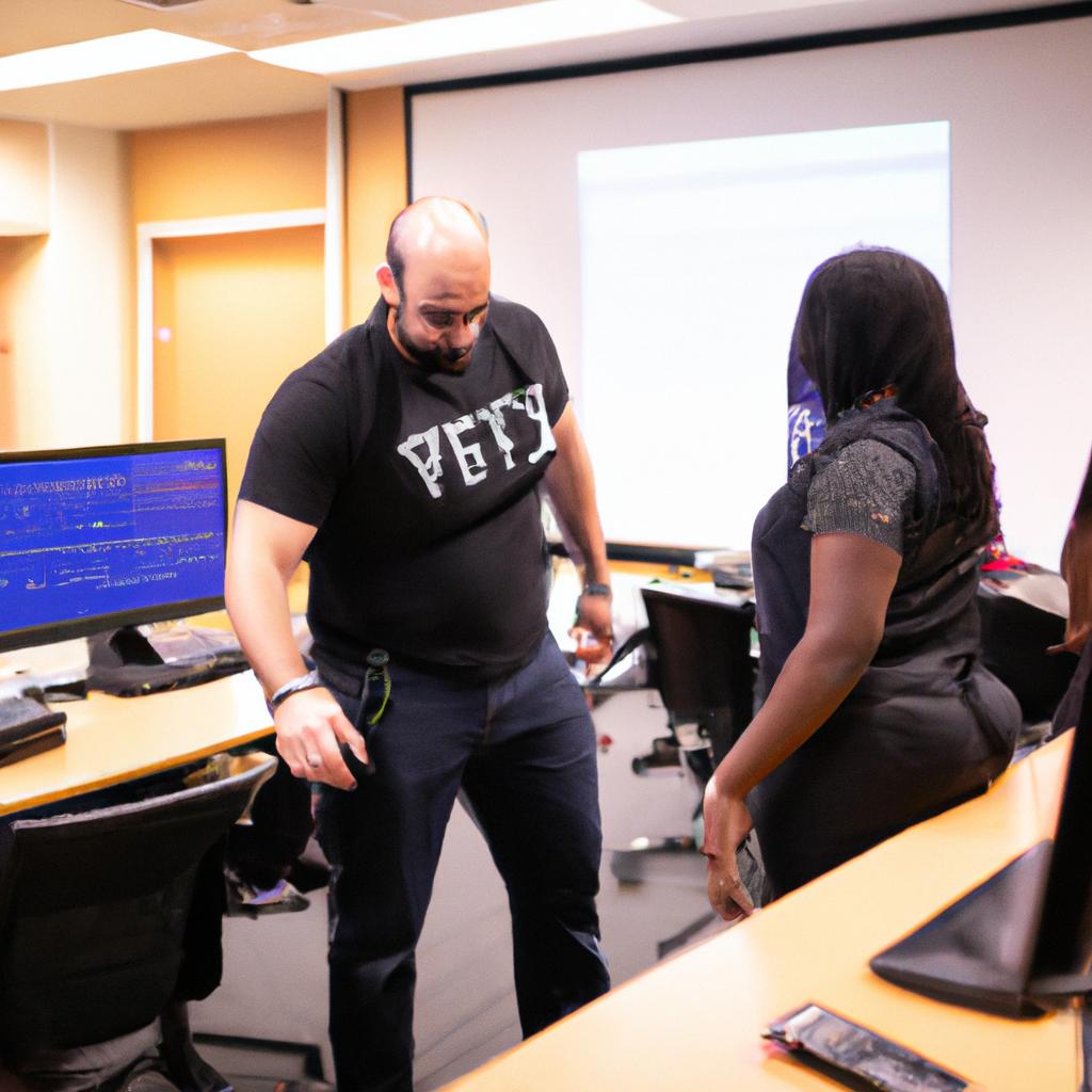 Instructor showcasing hands-on exercises for students in a cyber security bootcamp.